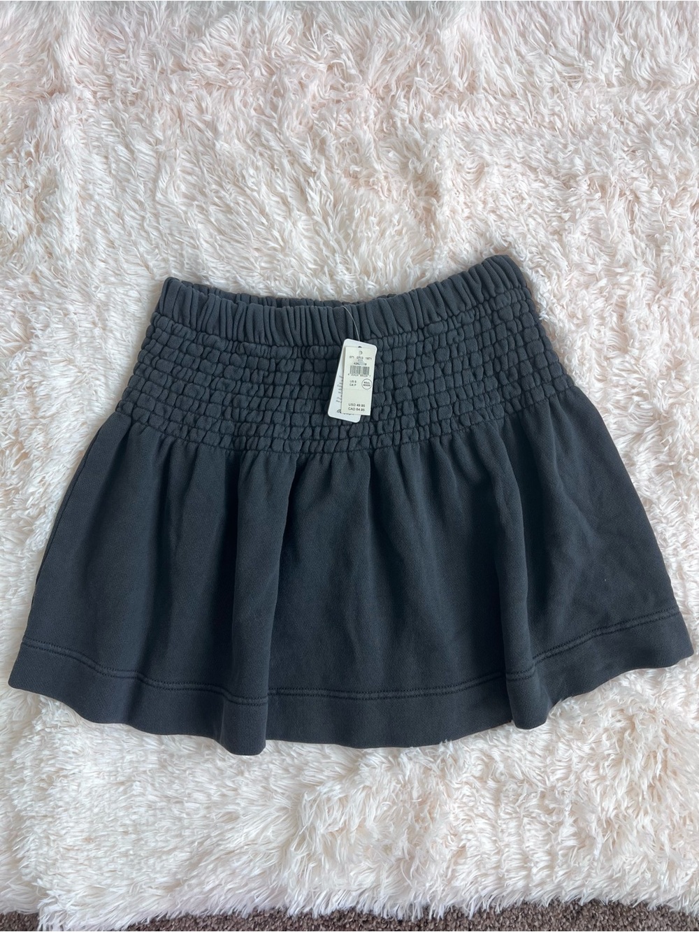 aerie Black Smocked-Waist Mini Skirt